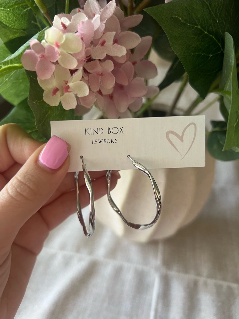 Silver Twisted Hoop Earrings